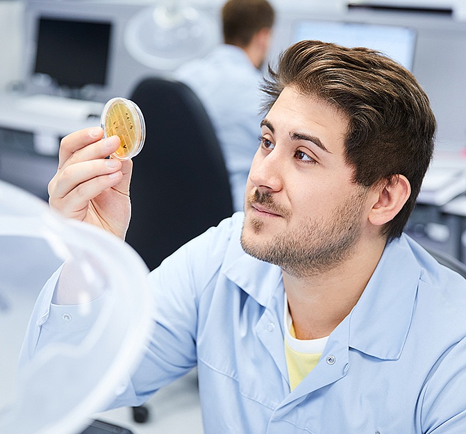 lab worker in microbiology laboratory